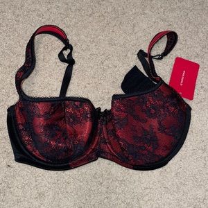 Black and red lacy underwire bra